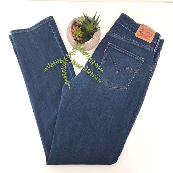 Levi's Denim - Levi's 724 High Rise Straight Leg Stretch Blue Denim Jeans Size 32